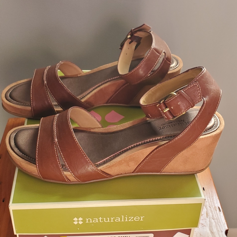 Naturalizer Brown Wedge Sandals-SZ 11